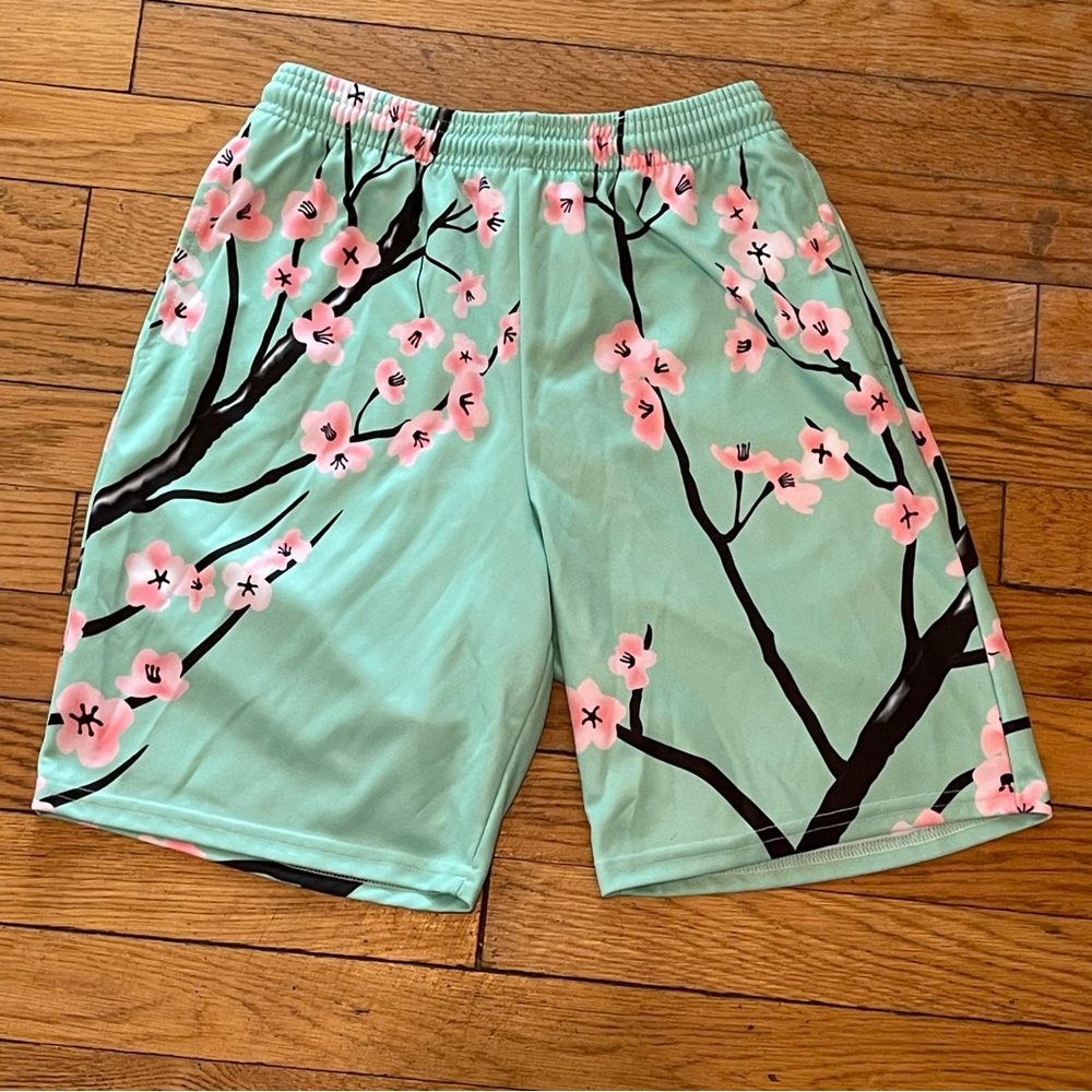 Mint Green & Pink Floral Men’s Shorts